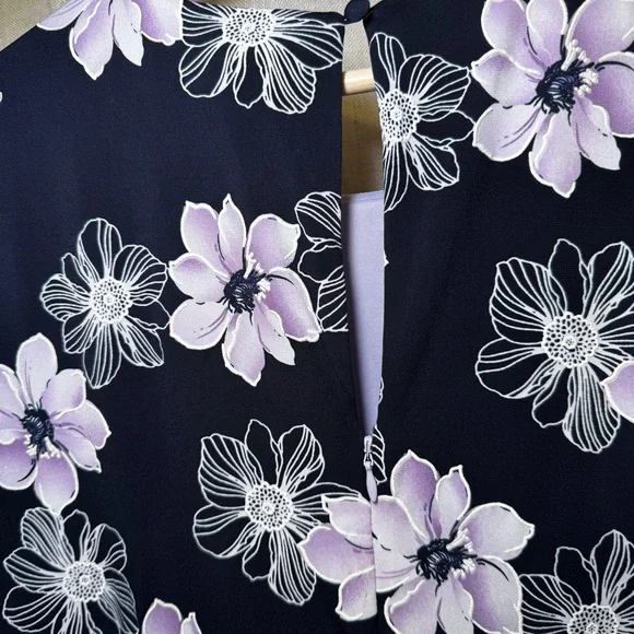 Jessica Howard Navy Blue Dress with Purple and White Flowers size 14W - Picture 6 of 12